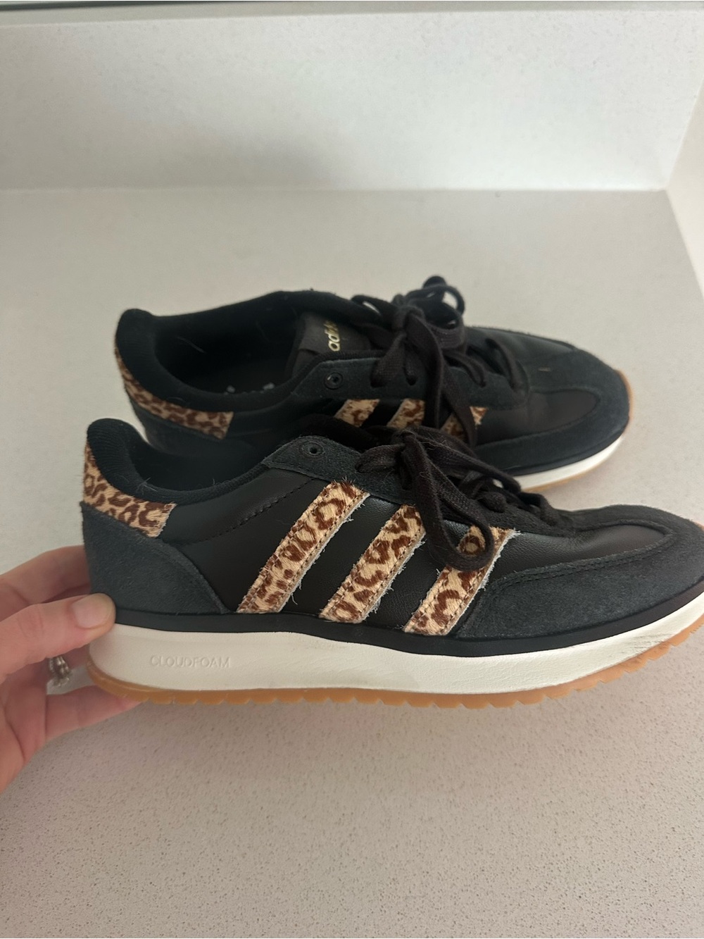 adidas Black Sneakers with Leopard-Print Stripes - Picture 2 of 6
